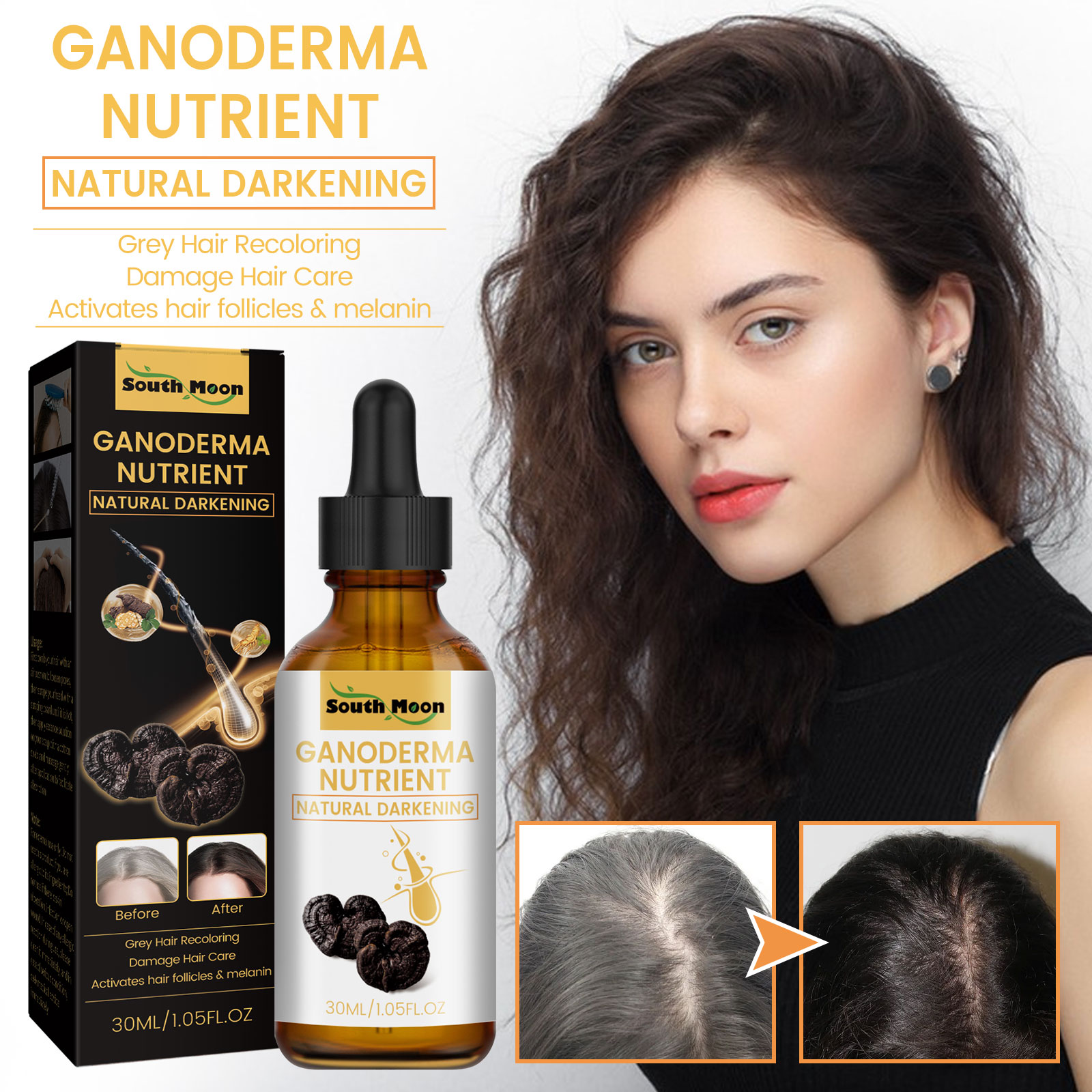 Preto ganoderma lucidum cabelo - Root Stimulator Liquid avaliação e preço